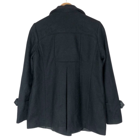 Express Women’s Black Rectangular Wool Blend Winter Cold Weather Preppy Pea Coat - Picture 9 of 16
